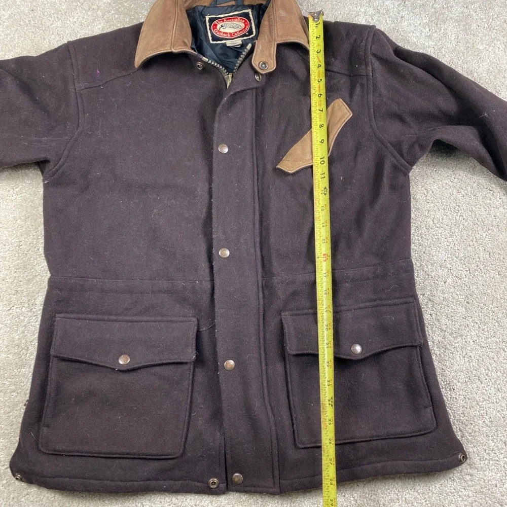 Australian Outback Collection‎ Mens Wool Leather Trim Field Jacket Brown Small